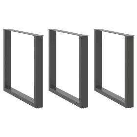    3 db antracitszürke, U alakú acél étkezőasztal láb 80 x (72-73) cm