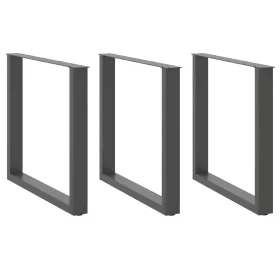   3 db antracitszürke, U alakú acél étkezőasztalláb 90 x (72-73) cm
