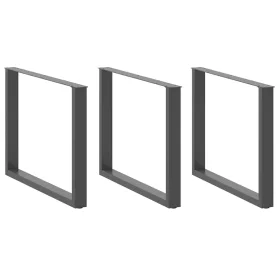    3 db antracitszürke, U alakú étkezőasztal láb 100 x (72-73) cm acél