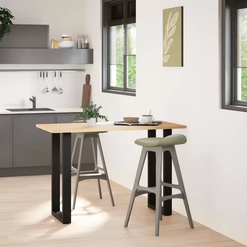  2 db U alakú bárasztalláb, fekete, 40 x (90-91) cm, acél