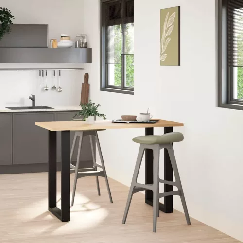  2 db U alakú bárasztalláb, fekete, 60 x (90-91) cm, acél