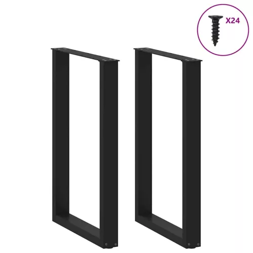  2 db U alakú bárasztalláb, fekete, 60 x (90-91) cm, acél