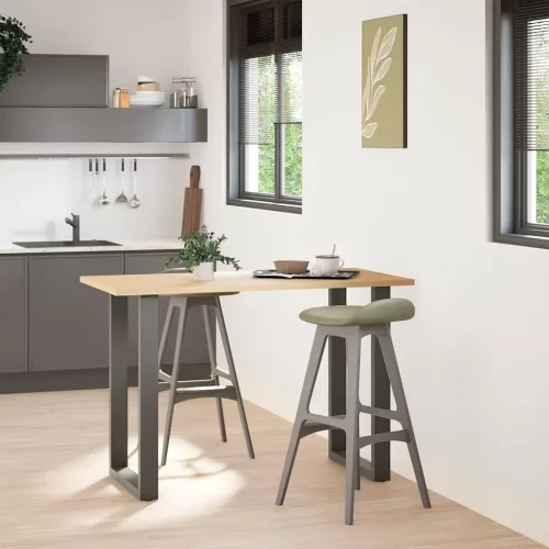 2 db antracitszürke, U alakú acél bárasztalláb 60x(90-91) cm