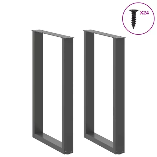  2 db antracitszürke, U alakú acél bárasztalláb 60x(90-91) cm