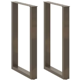  2 db U alakú bárasztalláb natúr acélból 60x(90-91) cm