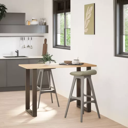  2 db U alakú bárasztalláb natúr acélból 60x(90-91) cm
