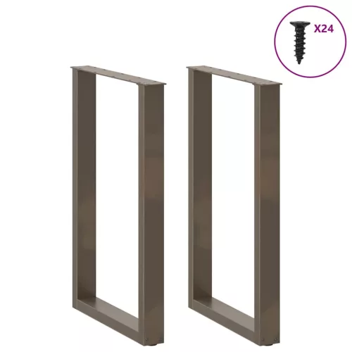  2 db U alakú bárasztalláb natúr acélból 60x(90-91) cm