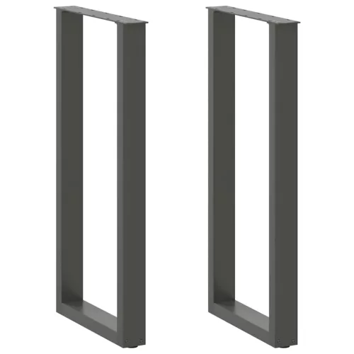 2 db antracitszürke U-alakú acél bárasztalláb 40x(100-101) cm