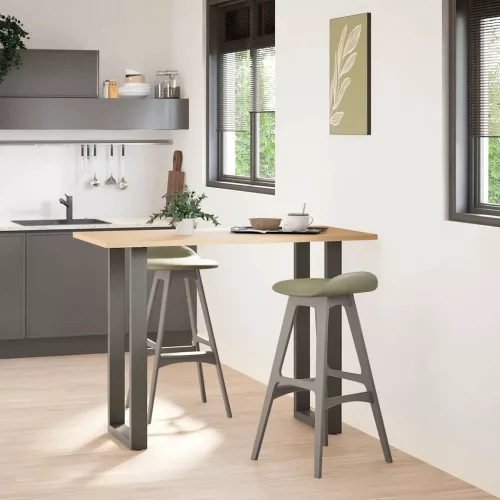  2 db antracitszürke U-alakú acél bárasztalláb 40x(100-101) cm