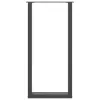  2 db antracitszürke U-alakú acél bárasztalláb 40x(100-101) cm
