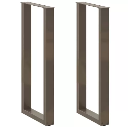 2 db U alakú bárasztalláb natúr acélból 40x(100-101) cm