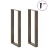  2 db U alakú bárasztalláb natúr acélból 40x(100-101) cm