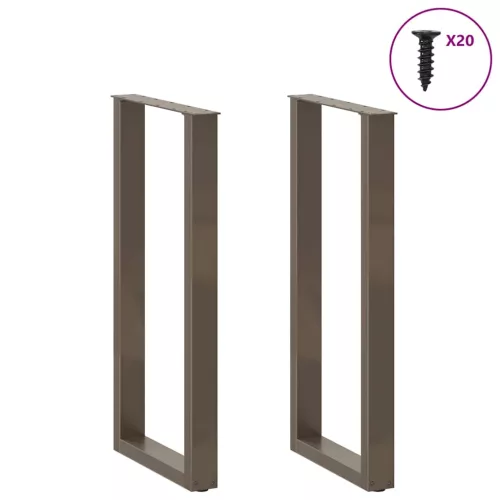  2 db U alakú bárasztalláb natúr acélból 40x(100-101) cm