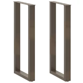    2 db U alakú bárasztalláb natúr acélból 50x(100-101) cm
