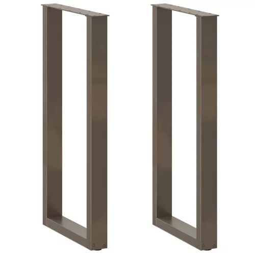  2 db U alakú bárasztalláb natúr acélból 50x(100-101) cm