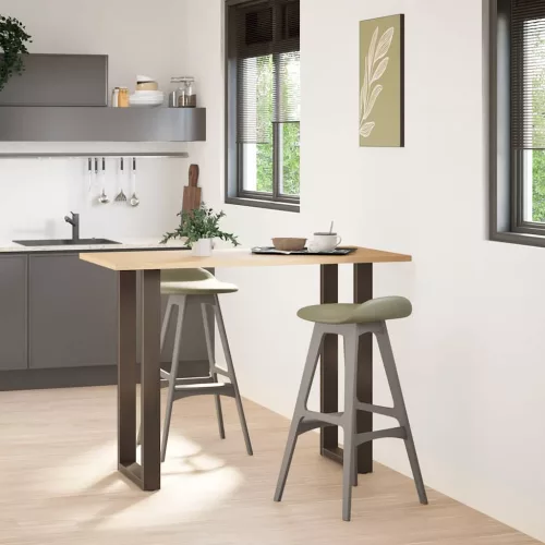  2 db U alakú bárasztalláb natúr acélból 50x(100-101) cm