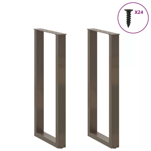  2 db U alakú bárasztalláb natúr acélból 50x(100-101) cm