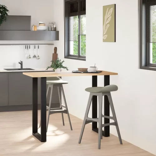  2 db U alakú bárasztalláb, fekete, 60 x (100-101) cm, acél