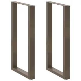    2 db U alakú bárasztalláb natúr acélból 60x(100-101) cm