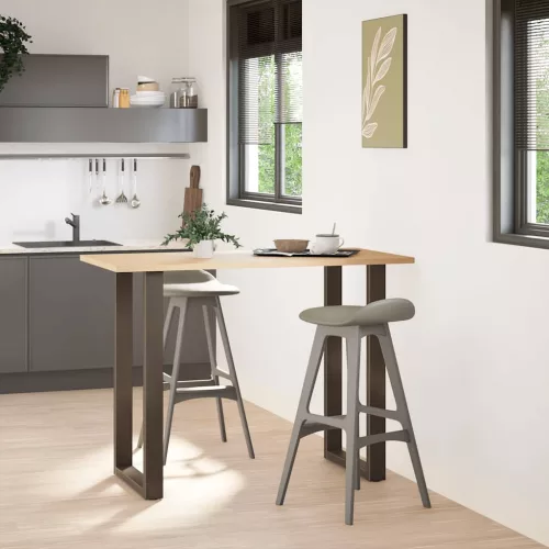  2 db U alakú bárasztalláb natúr acélból 60x(100-101) cm