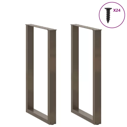  2 db U alakú bárasztalláb natúr acélból 60x(100-101) cm