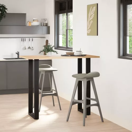  2 db U alakú bárasztalláb, fekete, 40 x (110-111) cm, acél