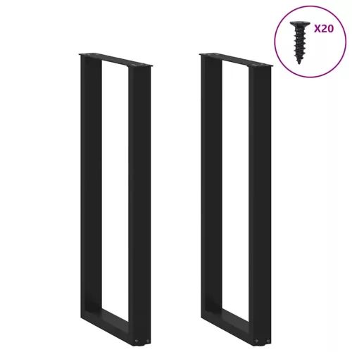  2 db U alakú bárasztalláb, fekete, 40 x (110-111) cm, acél