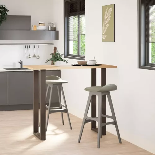  2 db U alakú bárasztalláb natúr acélból 40x(110-111) cm