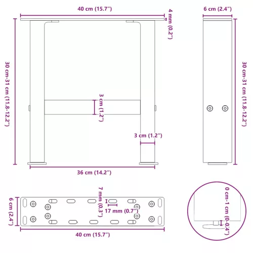  2 db fehér dohányzóasztal láb 40 x (30-31) cm acél