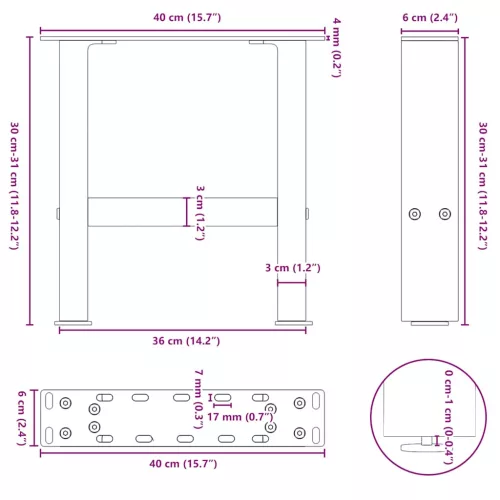  2 db natúr acél dohányzóasztal láb 40 x (30-31) cm acél