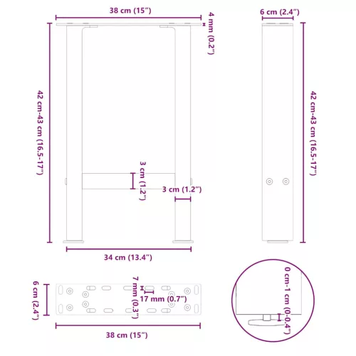  2 db fehér dohányzóasztal láb 38 x (42-43) cm acél