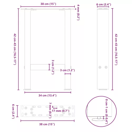  2 db natúr acél dohányzóasztal láb 38x(42-43) cm acél