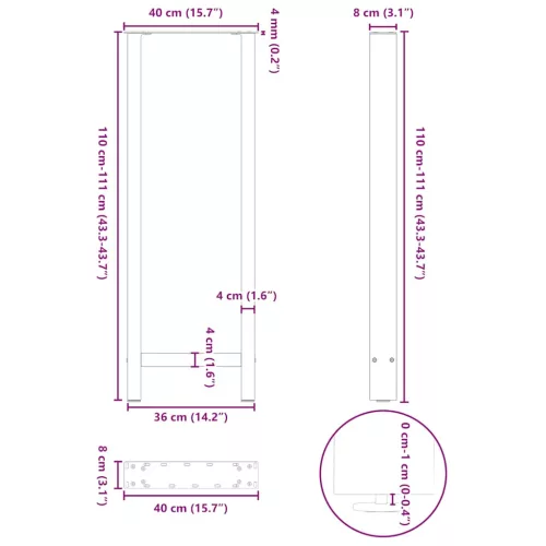 2 db antracitszürke acél bárasztalláb 40x(110-111) cm