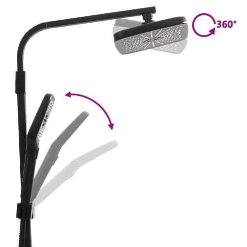  fekete sárgaréz kétfejű zuhanyszett keverővel és tömlővel