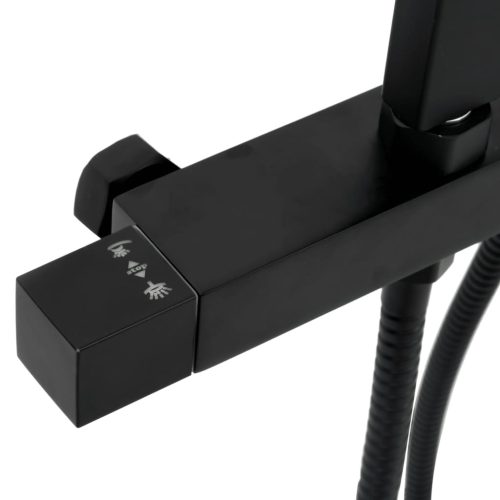  fekete sárgaréz kétfejű zuhanyszett keverővel és tömlővel