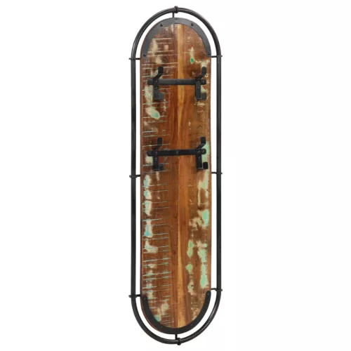  2db újrahasznosított fa falra szerelhető ruhafogas 4 akasztóval