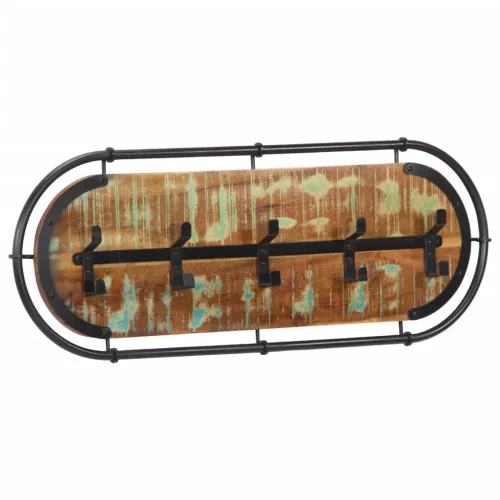  újrahasznosított fa falra szerelhető ruhafogas 5 akasztóval