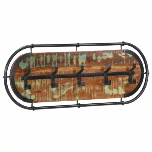  újrahasznosított fa falra szerelhető ruhafogas 5 akasztóval