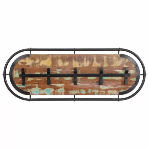  újrahasznosított fa falra szerelhető ruhafogas 5 akasztóval