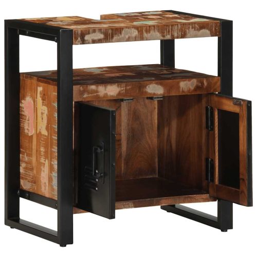  mosdószekrény 55x35x60 cm tömörfa, újrahasznosított, masszív fa