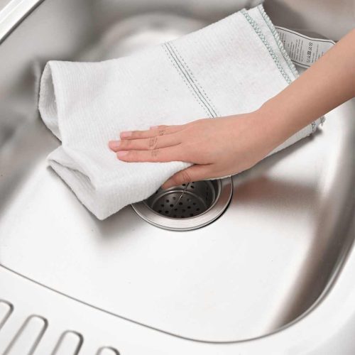  10 db fehér tisztító kendők zöld csíkokkal 50 x 60 cm