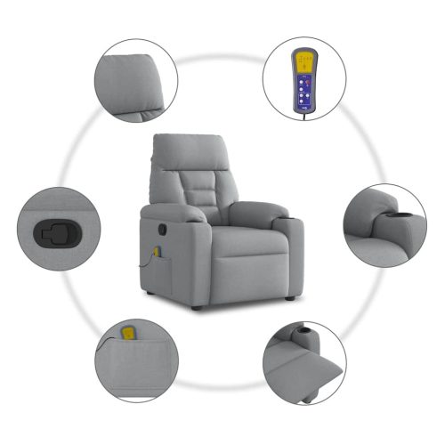  világosszürke szövet dönthető masszázsfotel