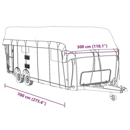  lakókocsi tetőfedő szürke 700x300 cm nem szőtt szövetből