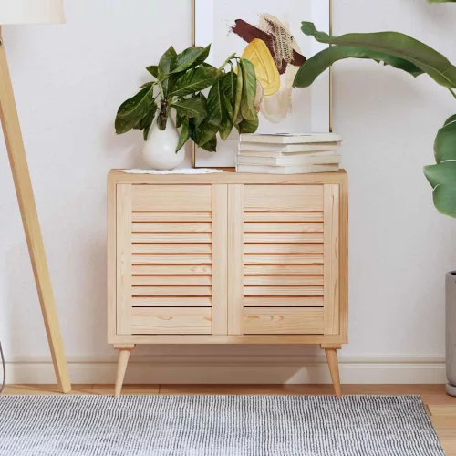  2 db tömör fenyőfa lamellás szekrényajtó 39,5x29,5 cm