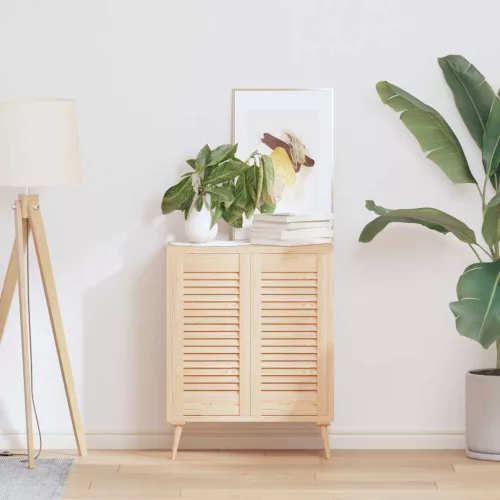  2 db tömör fenyőfa lamellás szekrényajtó 61,5x29,5 cm