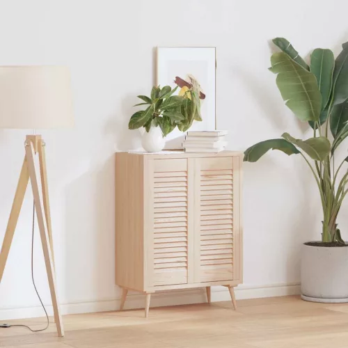  2 db tömör fenyőfa lamellás szekrényajtó 69x29,5 cm