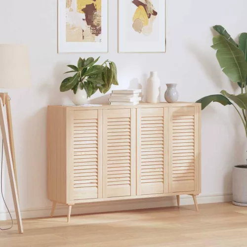  4 db tömör fenyőfa lamellás szekrényajtó 69x29,5 cm