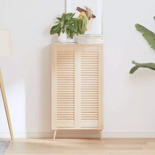  2 db tömör fenyőfa lamellás szekrényajtó 99x29,5 cm