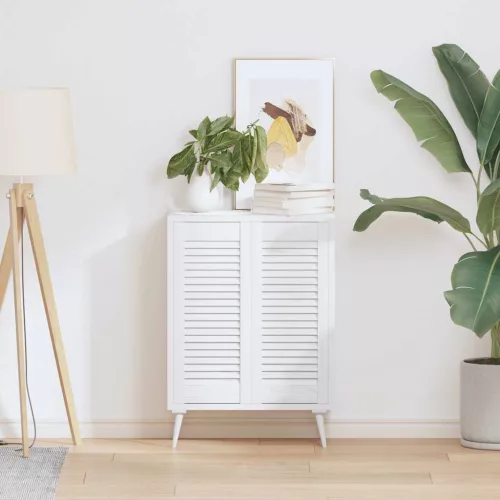  2 db fehér lamellás szekrényajtó 69 x 29,5 cm