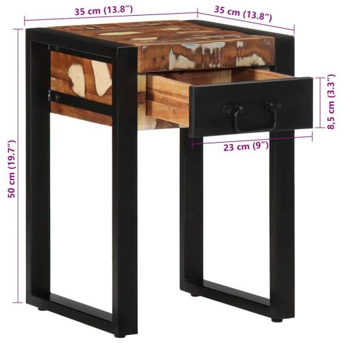  konzolasztal többszínű 35x35x50 cm tömörfa újrahasznosított fa